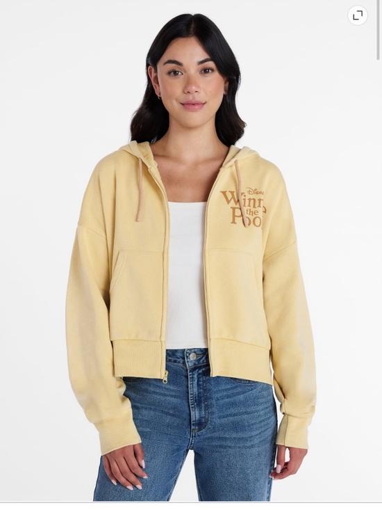 Winnie The Pooh Tops - Winnie The Pooh Women’s Gold Mineral Wash Graphic Zip Up Hoodie Size Large NWT